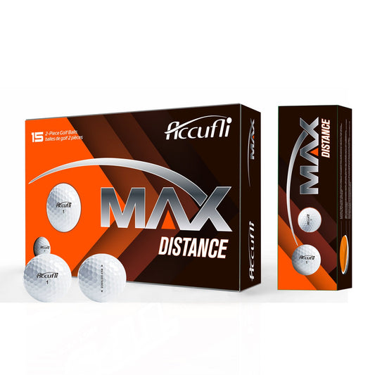 Accufli MAX Distance 15-pack 2-piece golf balls in white colour.